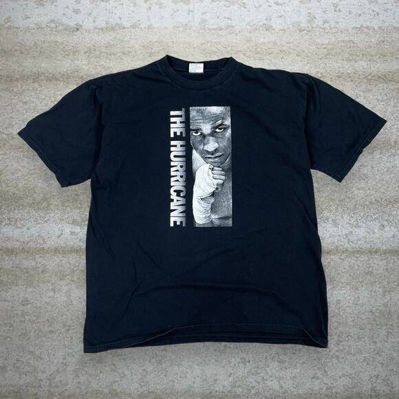 Vintage The Hurricane Promo Tee Denzel Washington Black 100% Cotton Shirt 90s